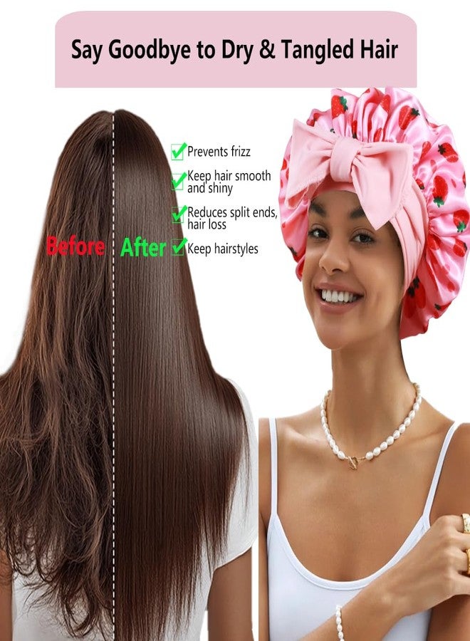 Heniho 1+3 Large Satin Bonnets with Scrunchies for Women, Double Layer Hair Bonnet Tie Bonnet for Sleeping Braids Curly Hair, J - Image 3